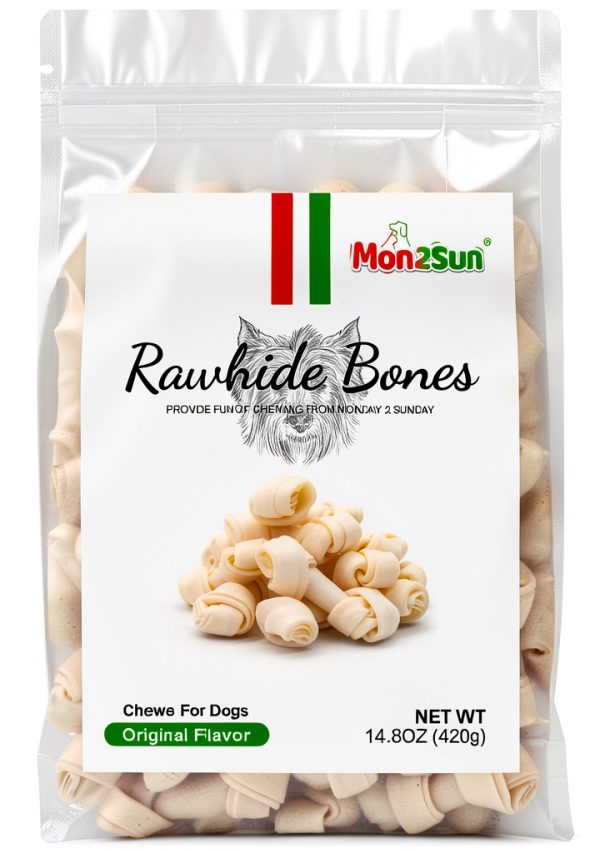 Dog Rawhide Knot Bones MON2SUN 2.5 Inch Bones 60 Count for Puppies-8