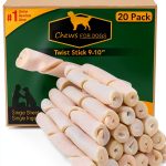 Chews for Dogs Premium Rawhide Twist Sticks 9-10 Inches Dog Treat. Extra Thick, Single Sheet. (20 Pack)-0