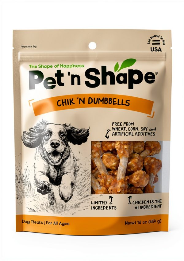 Pet 'n Shape Chik 'n Rice Dumbbells - Natural Dog Treats, Chicken, 1 Pound-0