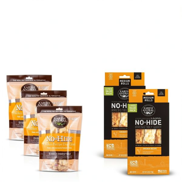 Earth Animal No Hide Chews Dog Rolls Rawhide Free Chicken 6 Count-1