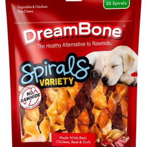 DreamBone Spirals Variety Pack No Rawhide Dog Chews 32 Spiral Treats-0