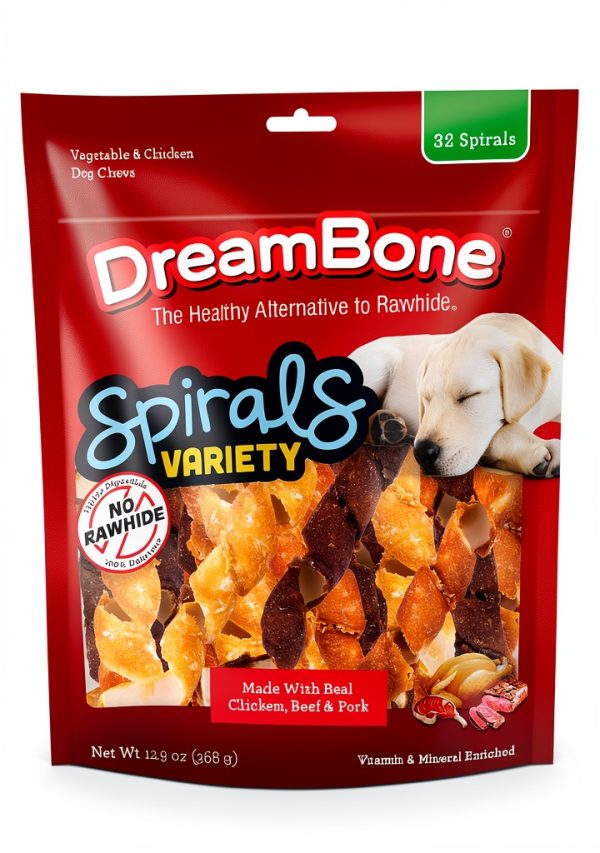 DreamBone Spirals Variety Pack No Rawhide Dog Chews 32 Spiral Treats-0