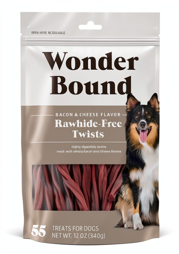 Wonder Bound Bacon & Cheese Twist Sticks 55 Count Rawhide-Free-0