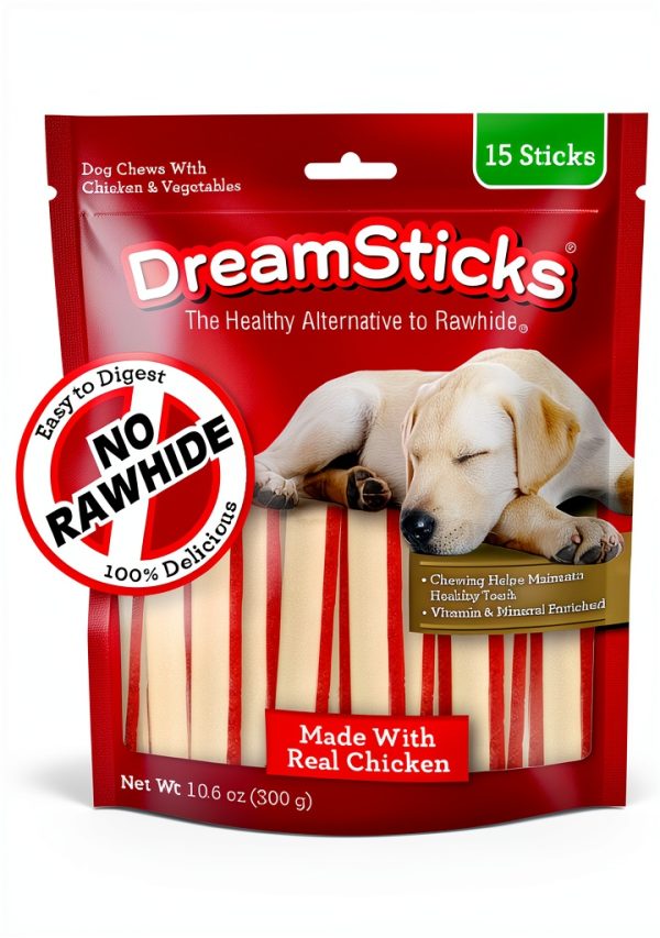 DreamBone Rawhide Free Dog Chews Real Chicken 15 Count Pack-0