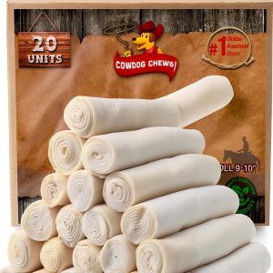 Cowdog Chews Retriever roll 9-10 inch All Natural Rawhide Product (20 Pack)-0