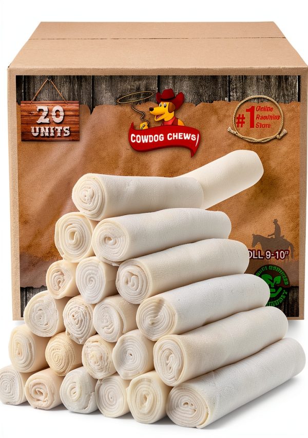 Cowdog Chews Retriever roll 9-10 inch All Natural Rawhide Product (20 Pack)-0