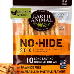 Earth Animal No Hide Stix Dog Chews Sticks Rawhide-Free Chicken 10pcs-0