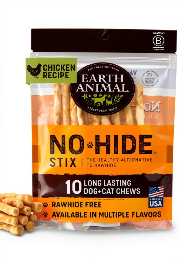 Earth Animal No Hide Stix Dog Chews Sticks Rawhide-Free Chicken 10pcs-0